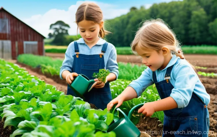 자연 연결 교육 프로그램의 글로벌 사례 - **"Jungle School Adventure:** A vibrant, sun-dappled forest scene where a diverse group of children,...
