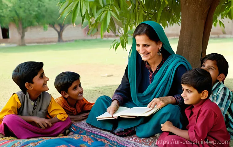 자연 연결 교육 프로그램의 지역 맞춤형 개발 방안 - **Prompt:** A serene scene in a lush Pakistani village. An elderly Pakistani woman, with a kind smil...
