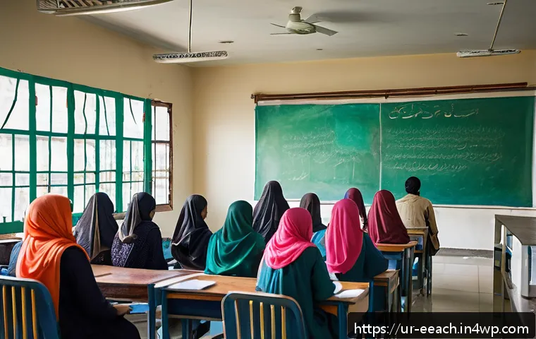 자연 연결 교육 프로그램의 문화적 다양성 존중 - A diverse classroom scene in a modern Pakistani school, featuring male and female students aged arou...